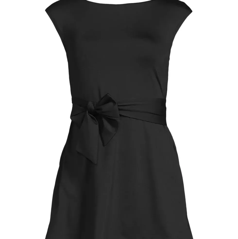 Women's Cap Sleeve Tie Belt Mini Swim Dress