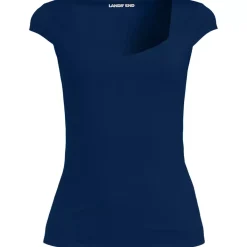 Women's Cap Sleeve Tugless Double Layer Sweetheart Knit Top