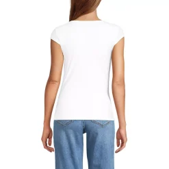 Women's Cap Sleeve Tugless Double Layer Sweetheart Knit Top