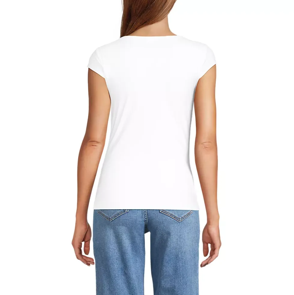 Women's Cap Sleeve Tugless Double Layer Sweetheart Knit Top