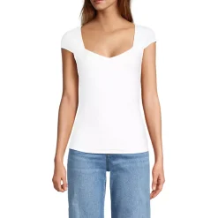 Women's Cap Sleeve Tugless Double Layer Sweetheart Knit Top