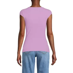 Women's Cap Sleeve Tugless Double Layer Sweetheart Knit Top