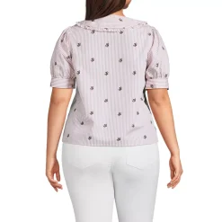 Women's Carefree Cotton Puff Sleeve Statement Collar Shirt