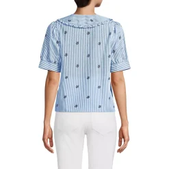 Women's Carefree Cotton Puff Sleeve Statement Collar Shirt