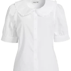 Women's Carefree Cotton Puff Sleeve Statement Collar Shirt