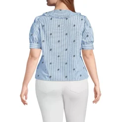 Women's Carefree Cotton Puff Sleeve Statement Collar Shirt