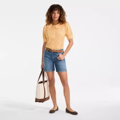 Women's Carefree Cotton Puff Sleeve Statement Collar Shirt