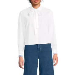 Women's Carefree Cotton Shirt with Removable Bow