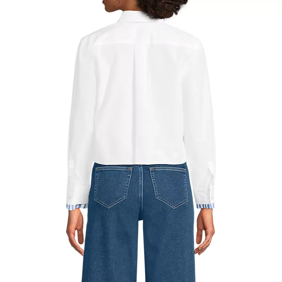 Women's Carefree Cotton Shirt with Removable Bow