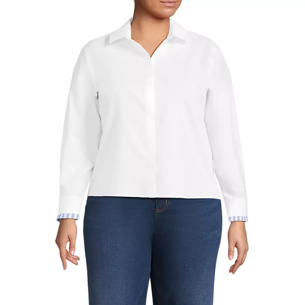 Women's Carefree Cotton Shirt with Removable Bow