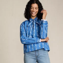 Women's Carefree Cotton Shirt with Removable Bow