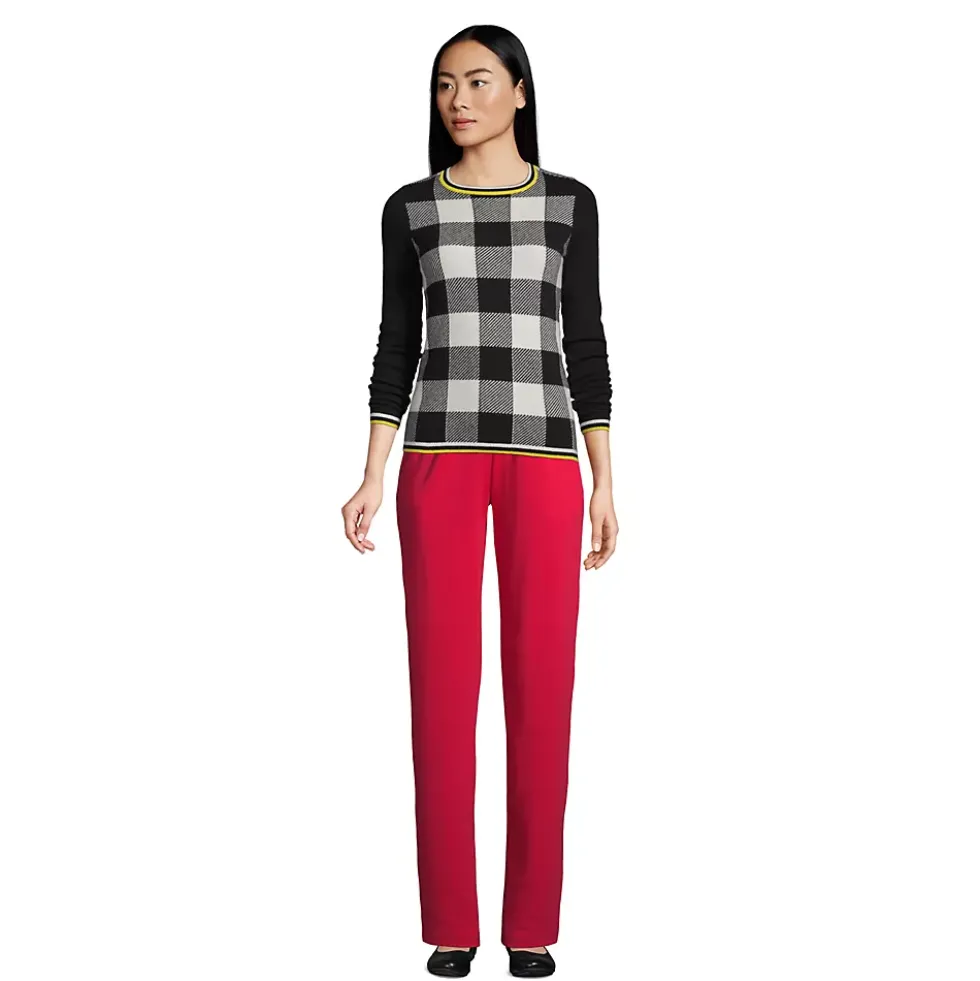 Women's Cashmere Crew Neck Sweater Tee - Jacquard