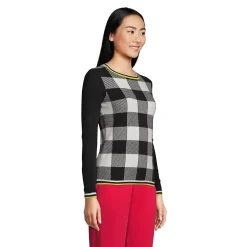 Women's Cashmere Crew Neck Sweater Tee - Jacquard