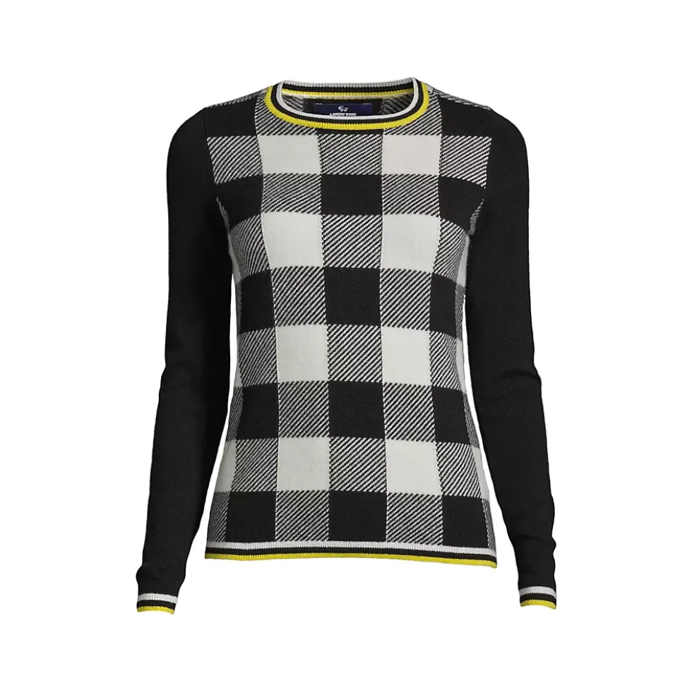 Women's Cashmere Crew Neck Sweater Tee - Jacquard