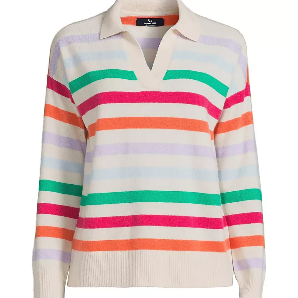 Womens Cashmere Long Sleeve Polo