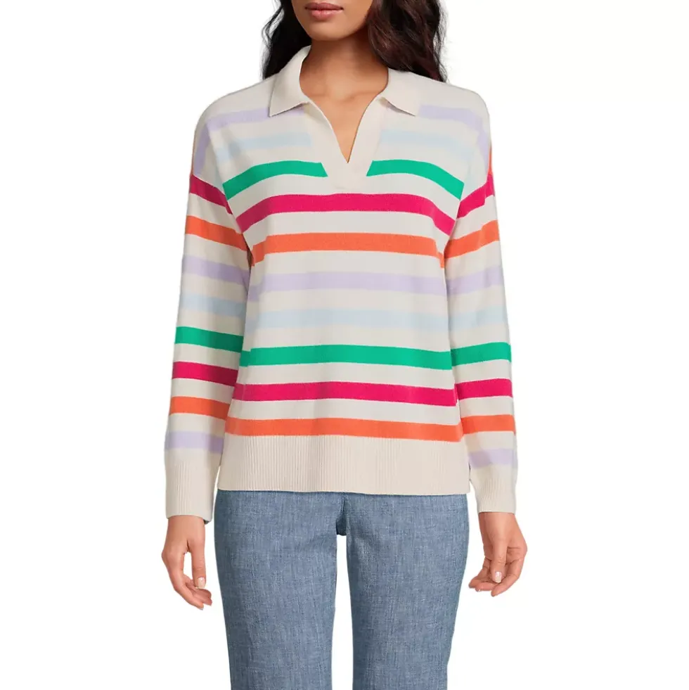 Womens Cashmere Long Sleeve Polo