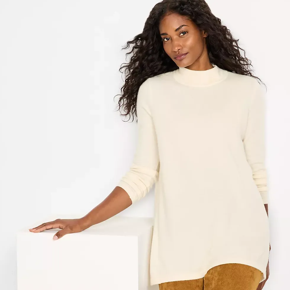 Women's Cashmere Mock Neck Swing Tunic Sweater