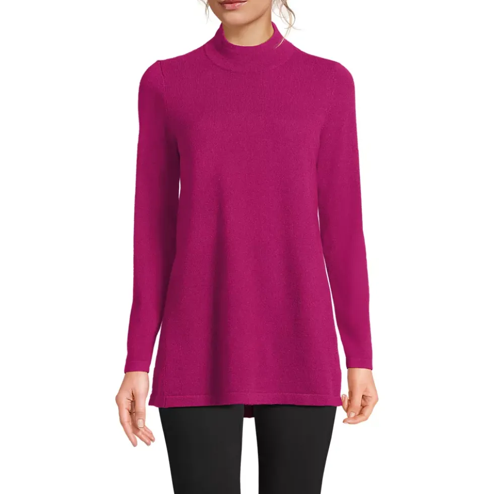 Women's Cashmere Mock Neck Swing Tunic Sweater