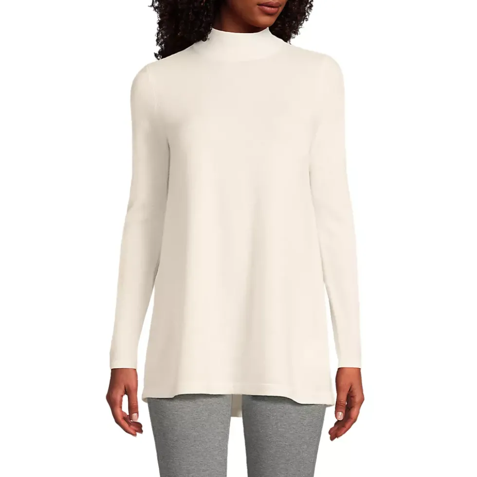 Women's Cashmere Mock Neck Swing Tunic Sweater