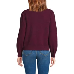 Women's Cashmere Puff Sleeve Crew Neck Sweater