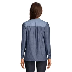 Women's Chambray Mix Peasant Top