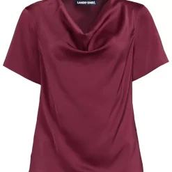 Women's Charmeuse Short Sleeve Cowl Neck Top