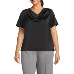 Women's Charmeuse Short Sleeve Cowl Neck Top