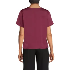 Women's Charmeuse Short Sleeve Cowl Neck Top
