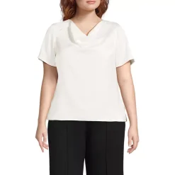Women's Charmeuse Short Sleeve Cowl Neck Top