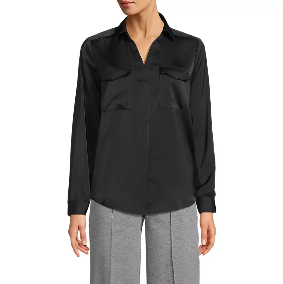 Women's Charmeuse Utility Popover Blouse