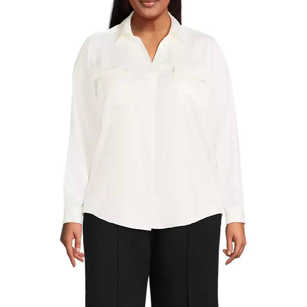 Women's Charmeuse Utility Popover Blouse