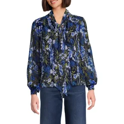 Women's Chiffon Removable Tie Neck Blouse