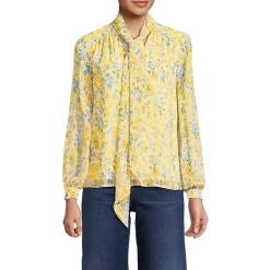 Women's Chiffon Removable Tie Neck Blouse