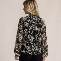 Women's Chiffon Removable Tie Neck Blouse