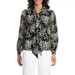 Women's Chiffon Removable Tie Neck Blouse