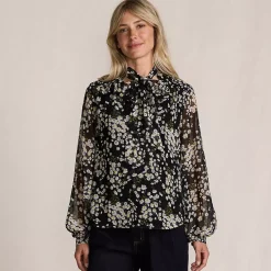 Women's Chiffon Removable Tie Neck Blouse