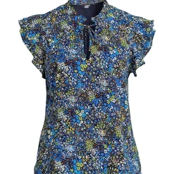 Women's Chiffon Tie Neck Ruffle Shirt