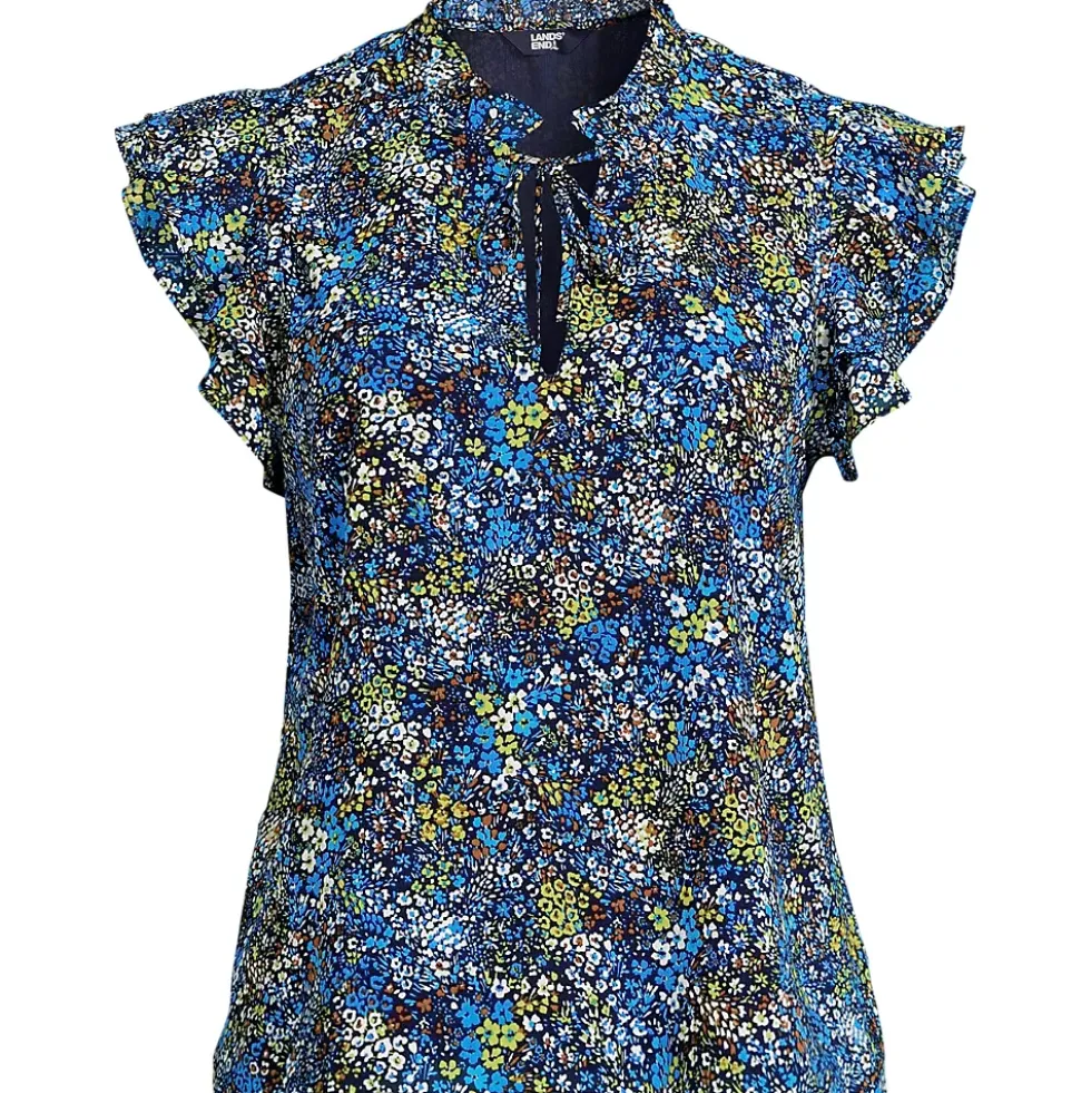 Women's Chiffon Tie Neck Ruffle Shirt