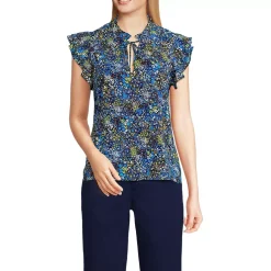 Women's Chiffon Tie Neck Ruffle Shirt