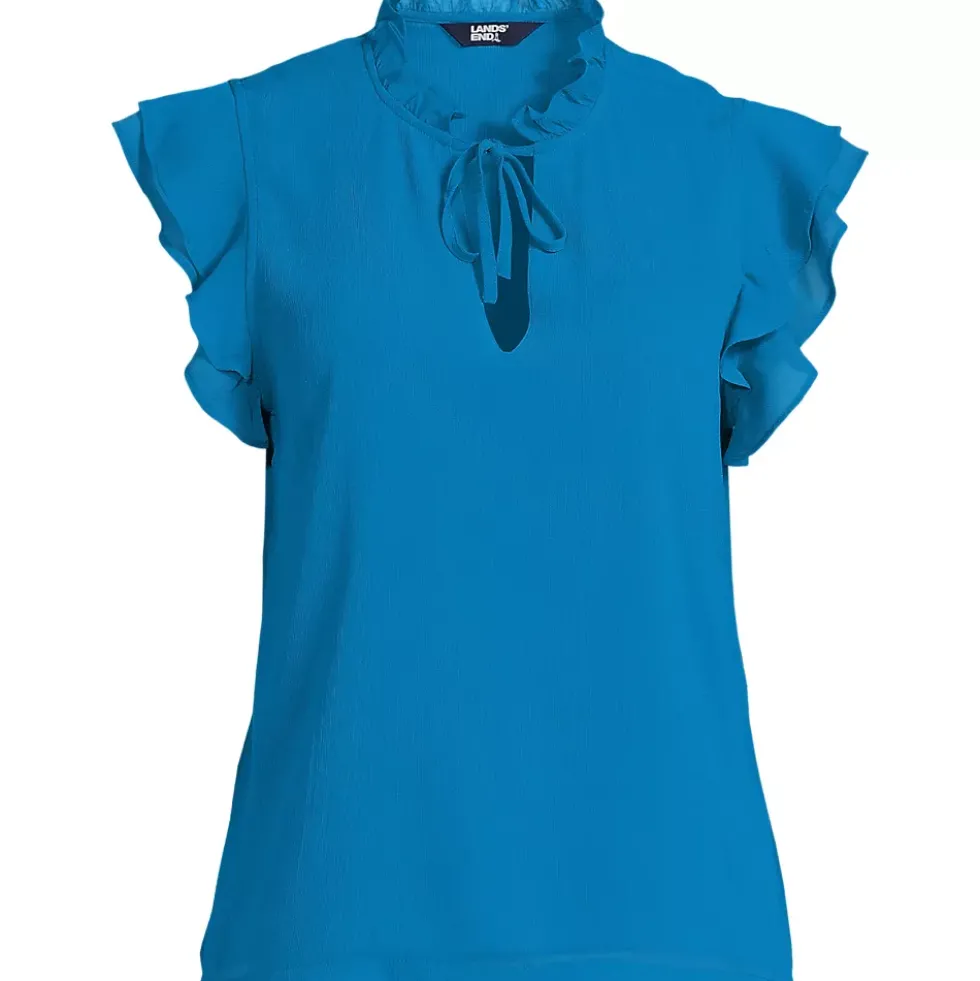 Women's Chiffon Tie Neck Ruffle Shirt