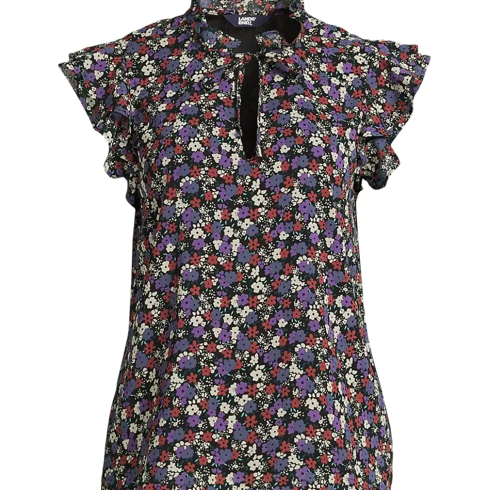 Women's Chiffon Tie Neck Ruffle Shirt