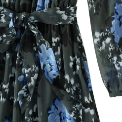Women's Chiffon Tiered Long Sleeve Maxi Dress
