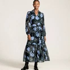 Women's Chiffon Tiered Long Sleeve Maxi Dress