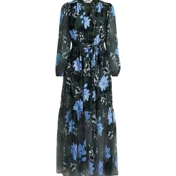 Women's Chiffon Tiered Long Sleeve Maxi Dress