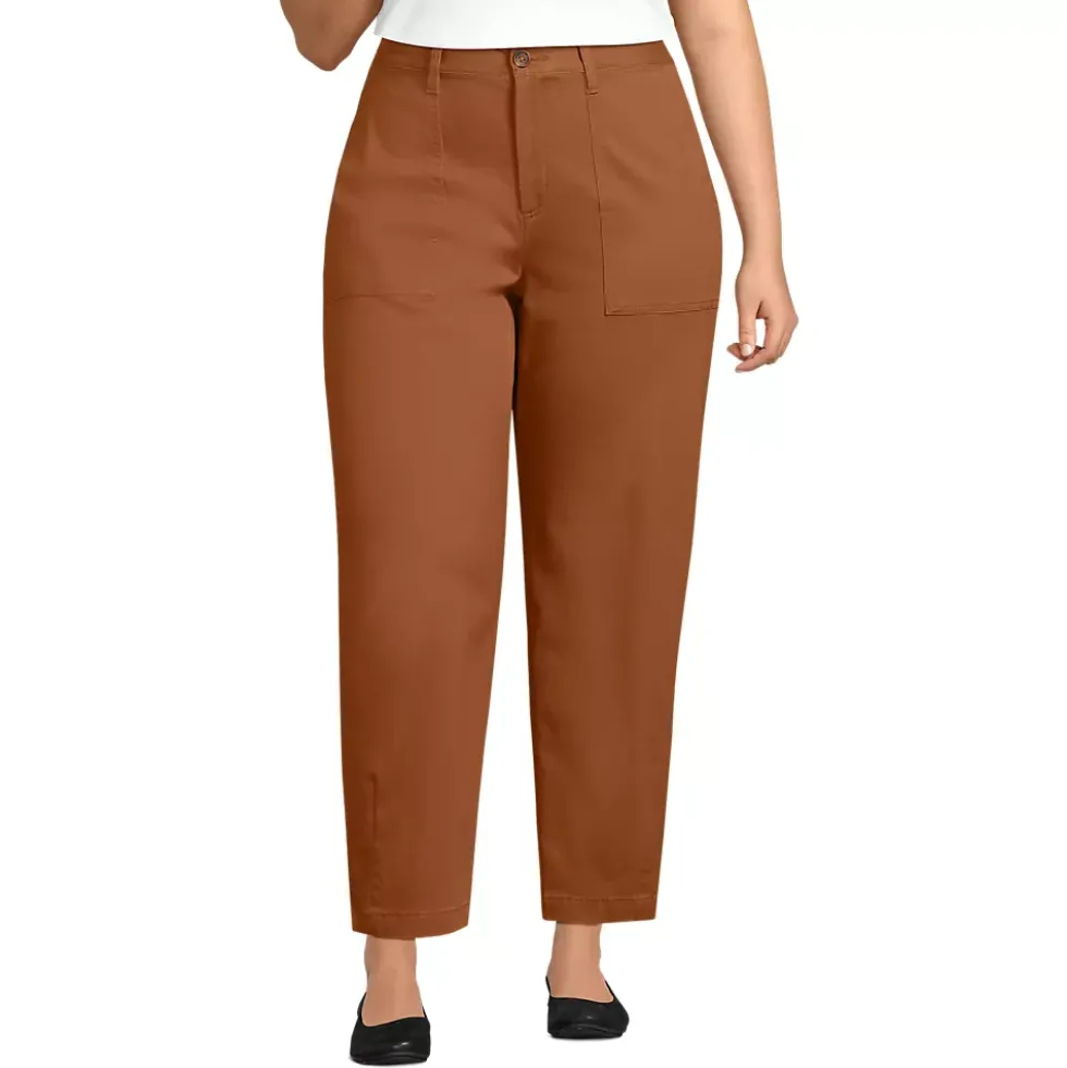Women's Chino High Rise Barrel Leg Utility Ankle Pants