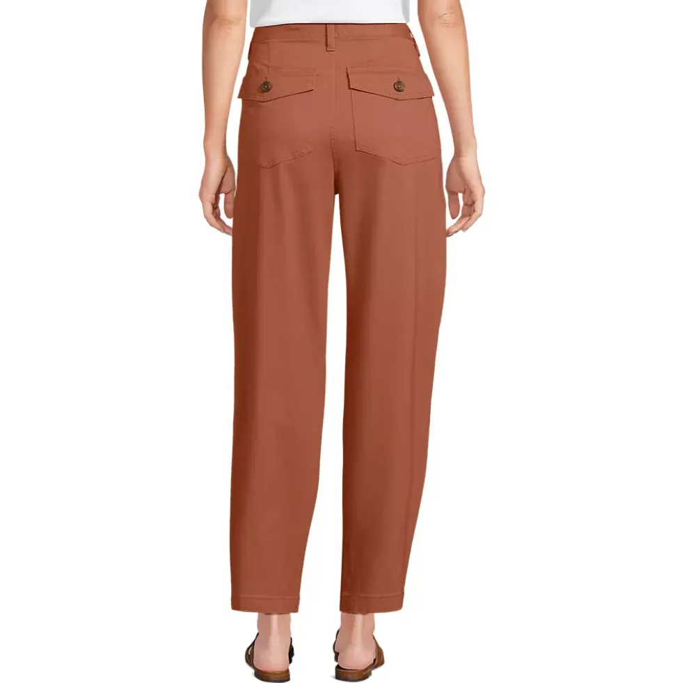 Women's Chino High Rise Barrel Leg Utility Ankle Pants