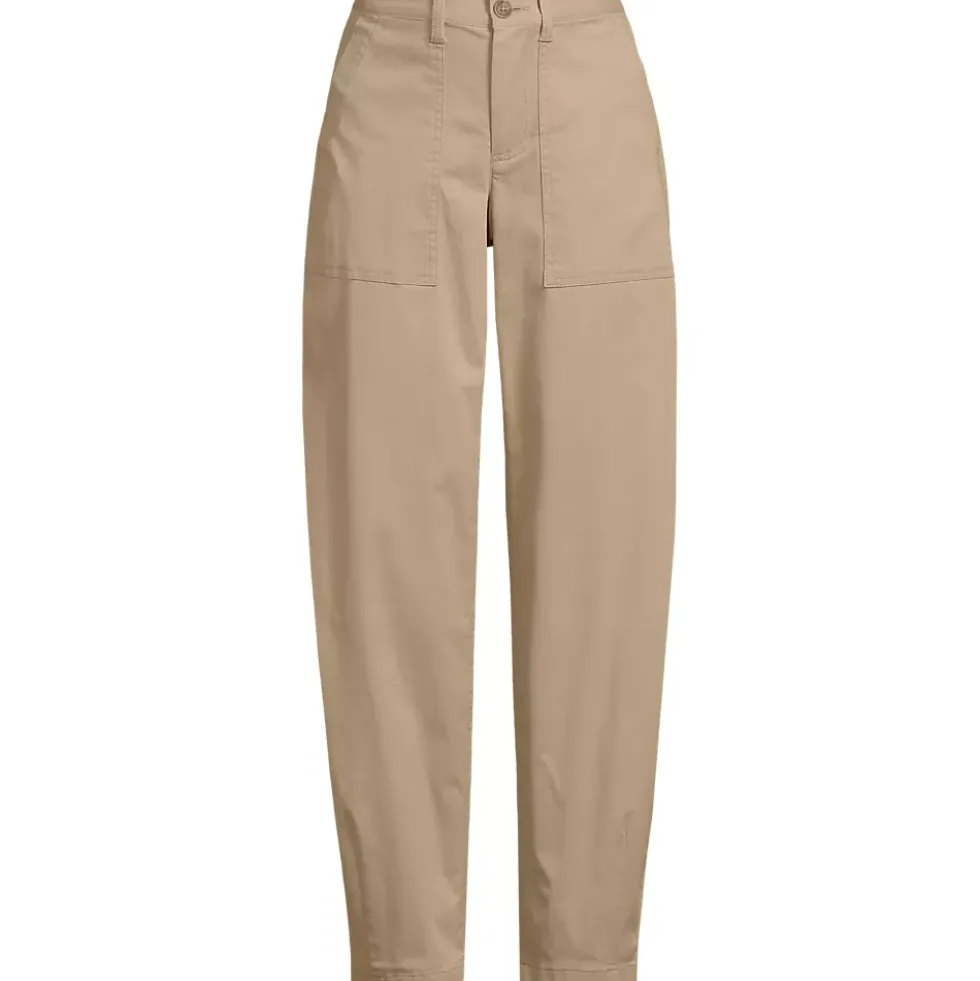 Women's Chino High Rise Barrel Leg Utility Ankle Pants
