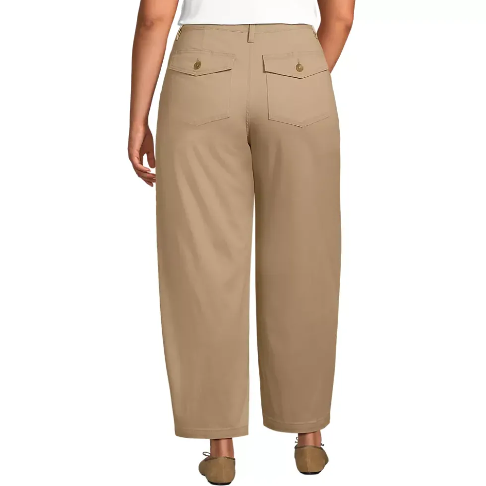 Women's Chino High Rise Barrel Leg Utility Ankle Pants