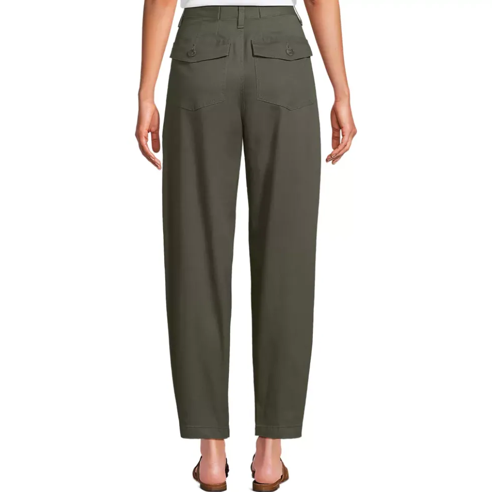 Women's Chino High Rise Barrel Leg Utility Ankle Pants