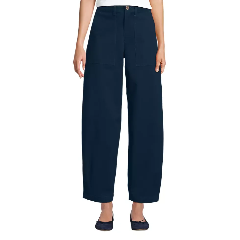 Women's Chino High Rise Barrel Leg Utility Ankle Pants